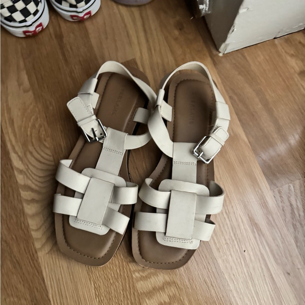 Everlane Cream Leather Sandals